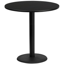 Flash Furniture XU-RD-42-BLKTB-TR24B-GG 42'' Round Black Laminate Table Top with 24'' Round Bar Height Table Base