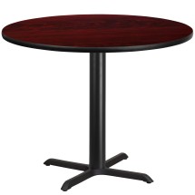 Flash Furniture XU-RD-42-MAHTB-T3333-GG 42'' Round Mahogany Laminate Table Top with 33'' x 33'' Table Height Base