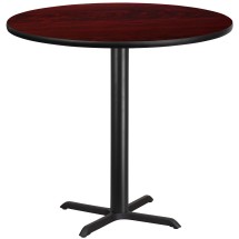 Flash Furniture XU-RD-42-MAHTB-T3333B-GG 42'' Round Mahogany Laminate Table Top with 33'' x 33'' Bar Height Table Base