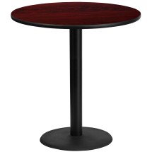 Flash Furniture XU-RD-42-MAHTB-TR24B-GG 42'' Round Mahogany Laminate Table Top with 24'' Round Bar Height Table Base