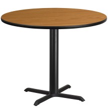 Flash Furniture XU-RD-42-NATTB-T3333-GG 42'' Round Natural Laminate Table Top with 33'' x 33'' Table Height Base