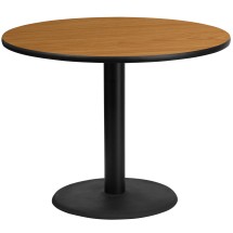 Flash Furniture XU-RD-42-NATTB-TR24-GG 42'' Round Natural Laminate Table Top with 24'' Round Table Height Base