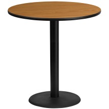 Flash Furniture XU-RD-42-NATTB-TR24B-GG 42'' Round Natural Laminate Table Top with 24'' Round Bar Height Table Base