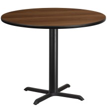 Flash Furniture XU-RD-42-WALTB-T3333-GG 42'' Round Walnut Laminate Table Top with 33'' x 33'' Table Height Base