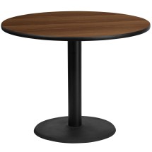 Flash Furniture XU-RD-42-WALTB-TR24-GG 42'' Round Walnut Laminate Table Top with 24'' Round Table Height Base