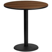 Flash Furniture XU-RD-42-WALTB-TR24B-GG 42'' Round Walnut Laminate Table Top with 24'' Round Bar Height Table Base
