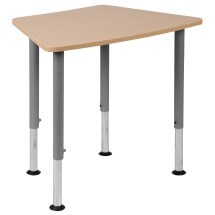 Flash Furniture XU-SF-1001-NAT-A-GG Hex Natural Collaborative Adjustable Height Student Desk 22.3&quot; to 34&quot;