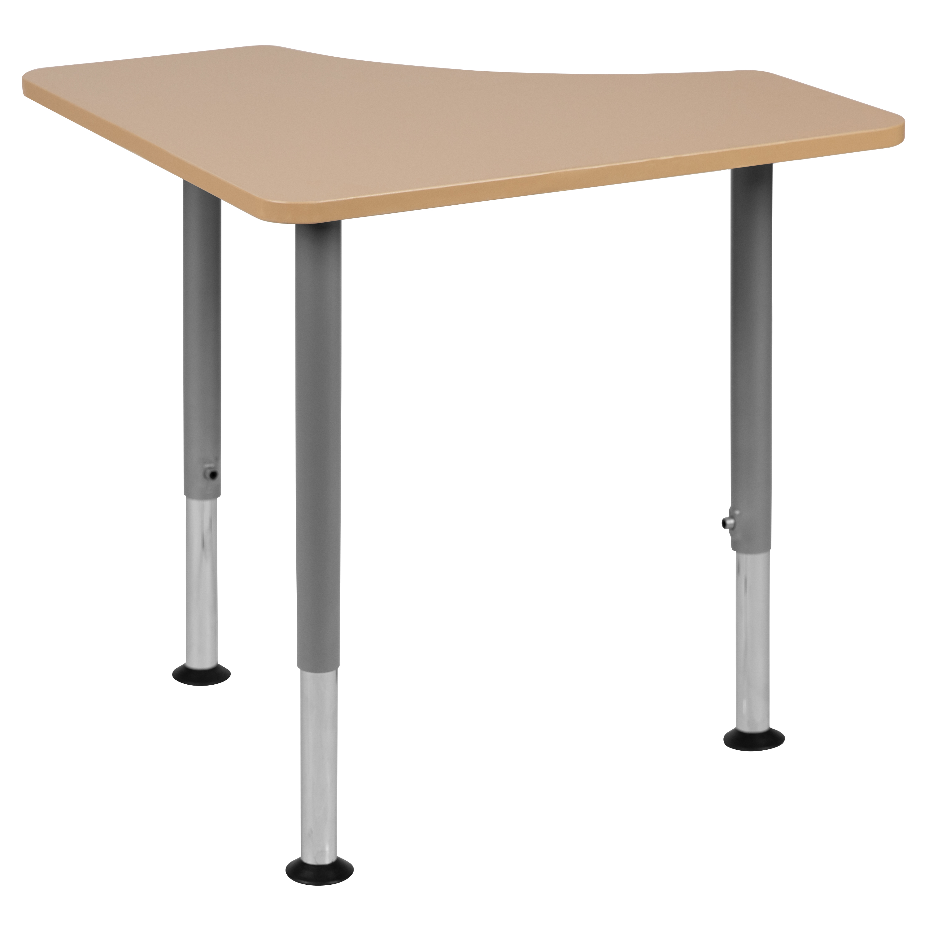 Flash Furniture XU-SF-1003-NAT-A-GG Triangular Natural Collaborative Adjustable Height Student Desk 22.3" to 34"