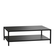 Flash Furniture XU-T6R60USO-2T-BK-GG Outdoor Black 2 Tier Patio Coffee Table with Steel Square Leg Frame