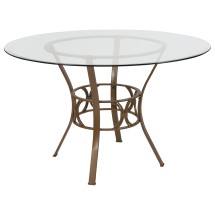 Flash Furniture XU-TBG-1-GG 48'' Round Glass Dining Table with Matte Gold Metal Frame