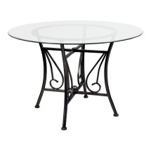 Flash Furniture XU-TBG-17-GG 45'' Round Glass Dining Table with Black Metal Frame