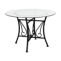 Flash Furniture XU-TBG-18-GG 42'' Round Glass Dining Table with Black Metal Frame