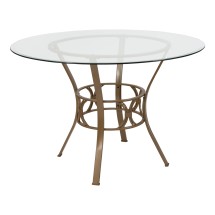 Flash Furniture XU-TBG-2-GG 45'' Round Glass Dining Table with Matte Gold Metal Frame