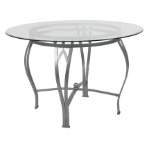 Flash Furniture XU-TBG-23-GG 45'' Round Glass Dining Table with Silver Metal Frame