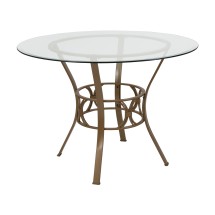 Flash Furniture XU-TBG-3-GG 42'' Round Glass Dining Table with Matte Gold Metal Frame