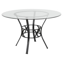 Flash Furniture XU-TBG-4-GG 48'' Round Glass Dining Table with Black Metal Frame