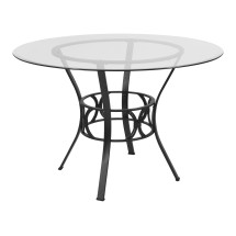 Flash Furniture XU-TBG-5-GG 45'' Round Glass Dining Table with Black Metal Frame