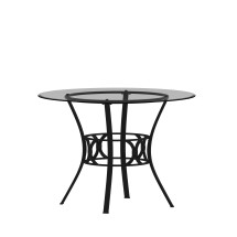 Flash Furniture XU-TBG-6-GG 42'' Round Glass Dining Table with Black Metal Frame