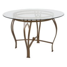 Flash Furniture XU-TBG-8-GG 45'' Round Glass Dining Table with Matte Gold Metal Frame