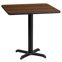 Flash Furniture XU-WALTB-2424-T2222-GG 24'' Square Walnut Laminate Table Top with 22'' x 22'' Table Height Base