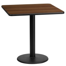 Flash Furniture XU-WALTB-2424-TR18-GG 24'' Square Walnut Laminate Table Top with 18'' Round Table Height Base