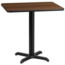 Flash Furniture XU-WALTB-2430-T2222-GG 24'' x 30'' Rectangular Walnut Laminate Table Top with 22'' x 22'' Table Height Base