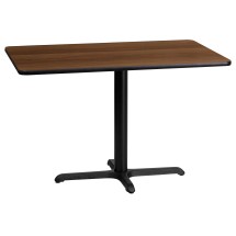 Flash Furniture XU-WALTB-2442-T2230-GG 24'' x 42'' Rectangular Walnut Laminate Table Top with 23.5'' x 29.5'' Table Height Base