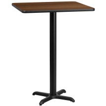Flash Furniture XU-WALTB-3030-T2222B-GG 30'' Square Walnut Laminate Table Top with 22'' x 22'' Bar Height Table Base