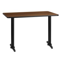 Flash Furniture XU-WALTB-3042-T0522-GG 30'' x 42'' Rectangular Walnut Laminate Table Top with 5'' x 22'' Table Height Base