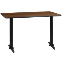 Flash Furniture XU-WALTB-3048-T0522-GG 30'' x 48'' Rectangular Walnut Laminate Table Top with 5'' x 22'' Table Height Base