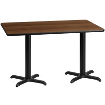 Flash Furniture XU-WALTB-3060-T2222-GG 30'' x 60'' Rectangular Walnut Laminate Table Top with 22'' x 22'' Table Height Base