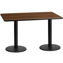Flash Furniture XU-WALTB-3060-TR18-GG 30'' x 60'' Rectangular Walnut Laminate Table Top with 18'' Round Table Height Base