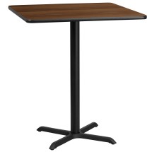 Flash Furniture XU-WALTB-3636-T3030B-GG 36'' Square Walnut Laminate Table Top with 30'' x 30'' Bar Height Table Base