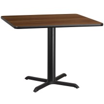 Flash Furniture XU-WALTB-4242-T3333-GG 42'' Square Walnut Laminate Table Top with 33'' x 33'' Table Height Base