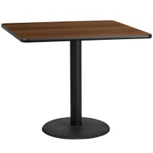 Flash Furniture XU-WALTB-4242-TR24-GG 42'' Square Walnut Laminate Table Top with 24'' Round Table Height Base