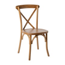 Flash Furniture XU-X-PEC-GG Hercules Stackable Pecan Wood Cross Back Chair