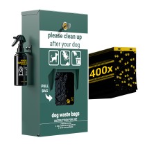 Flash Furniture YAN-GC0855425-GG Green Locking Dog Waste Bag Dispenser with Hand Sanitizer Bottle and Rain Guard