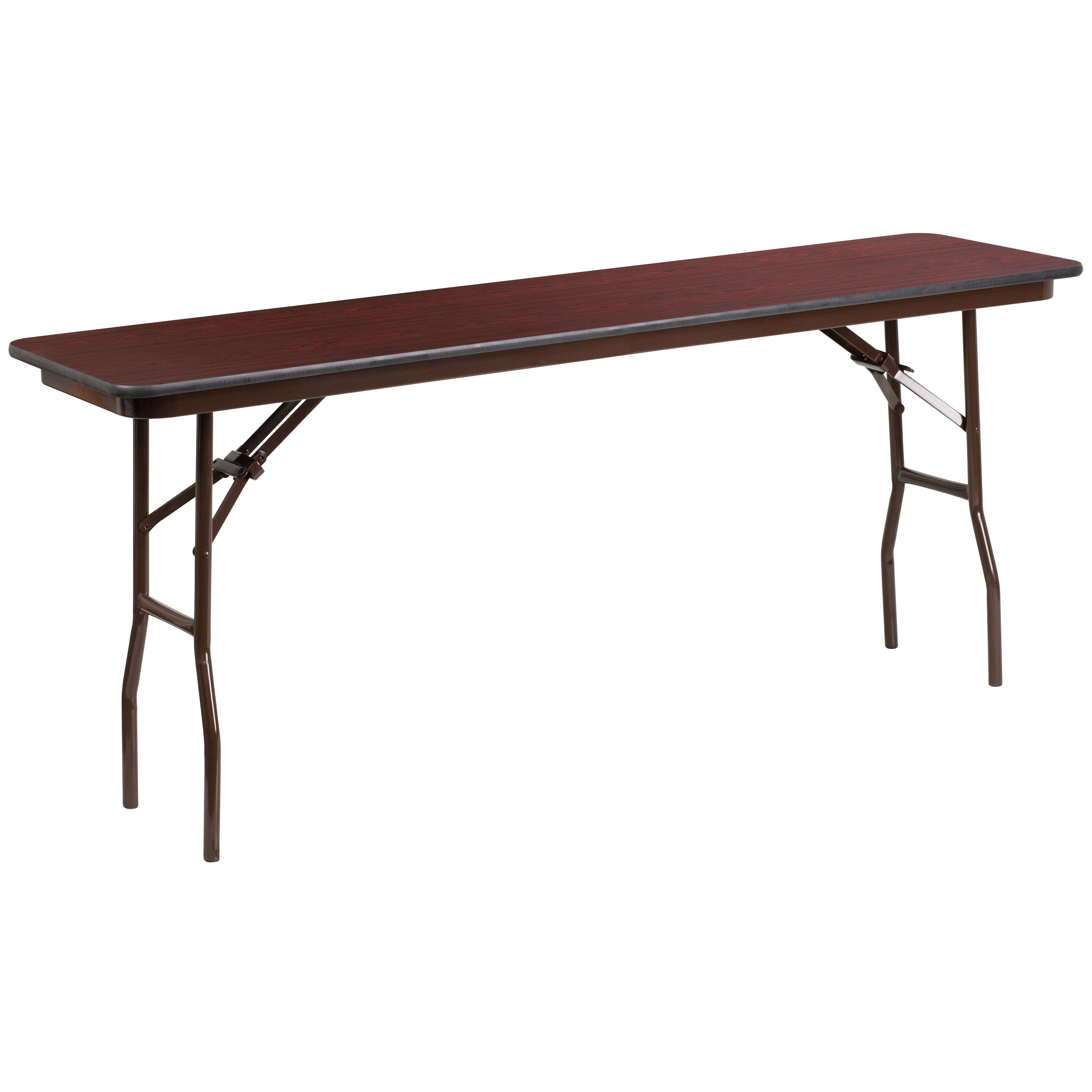 Flash Furniture YT-1872-MEL-WAL-GG 6' Mahogany Melamine Laminate Folding Training Table