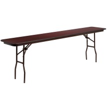 Flash Furniture YT-1896-MEL-WAL-GG 8' Mahogany Melamine Laminate Folding Training Table