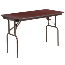 Flash Furniture YT-2448-MEL-WAL-GG 4' Mahogany Melamine Laminate Folding Banquet Table