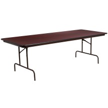 Flash Furniture YT-3696-MEL-WAL-GG 8' Mahogany Melamine Laminate Folding Banquet Table