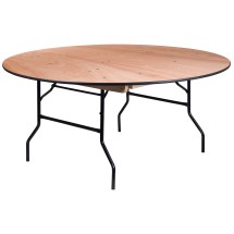 Flash Furniture YT-WRFT66-TBL-GG 5.5' Round Wood Folding Banquet Table with Clear Coated Finished Top
