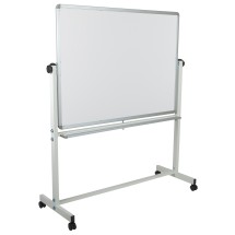 Flash Furniture YU-YCI-003-GG 53"W x 62.5"H Double-Sided Mobile White Board with Pen Tray