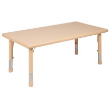 Flash Furniture YU-YCX-001-2-RECT-TBL-NAT-GG 24&quot;W x 48&quot;L Rectangular Natural Plastic Height Adjustable Activity Table