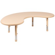 Flash Furniture YU-YCX-004-2-MOON-TBL-NAT-GG 35"W x 65"L Half-Moon Natural Plastic Height Adjustable Activity Table
