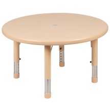 Flash Furniture YU-YCX-007-2-ROUND-TBL-NAT-GG 33&quot; Round Natural Plastic Height Adjustable Activity Table