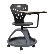 Flash Furniture YU-YCX-019-BK-GG Black Mobile Desk Chair with Rotating Tablet and Under Seat Storage