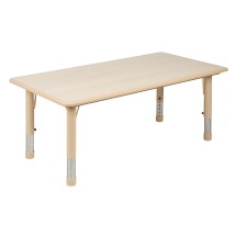 Flash Furniture YU-YCY-060-RECT-TBL-NAT-GG 23.625"W x 47.25"L Rectangular Natural Plastic Height Adjustable Activity Table