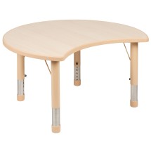 Flash Furniture YU-YCY-093-CIR-TBL-NAT-GG 25.125&quot;W x 35.5&quot;L Crescent Natural Plastic Height Adjustable Activity Table