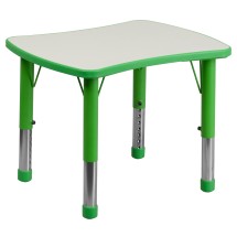 Flash Furniture YU-YCY-098-RECT-TBL-GREEN-GG 21.875''W x 26.625''L Rectangular Green Plastic Height Adjustable Activity Table with Gray Top